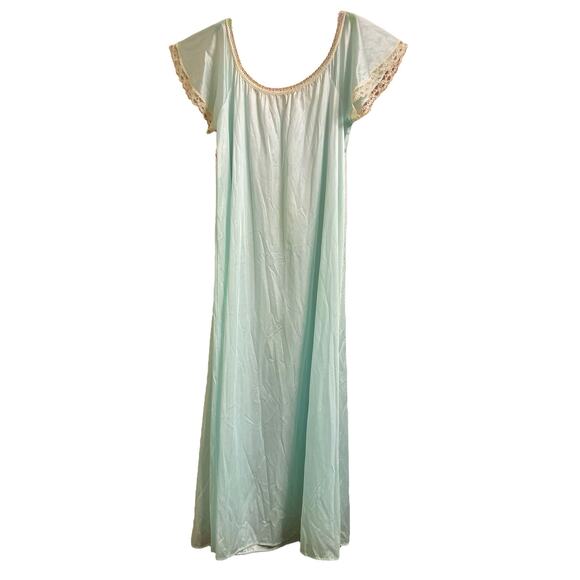 Deena Vintage Seafoam Lace Accented Nightgown NEW - Picture 2 of 7
